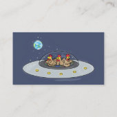 Funny chickens in space cartoon illustratie visitekaartje (Achterkant)