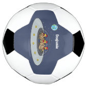 Funny chickens in space cartoon illustratie voetbal (Gedraaid)