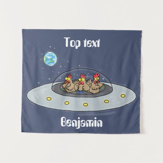 Funny chickens in space cartoon illustratie wandkleed (Voorkant (horizontaal))