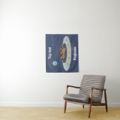 Funny chickens in space cartoon illustratie wandkleed (In situ)