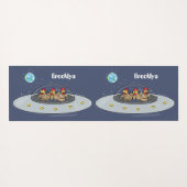 Funny chickens in space cartoon illustratie yogamat (Achterkant (horizontaal))