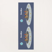 Funny chickens in space cartoon illustratie yogamat (Achterkant)