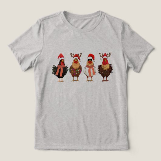 Funny Chickens kerstlampjes Tri-Blend Shirt (Design voorkant)