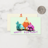 Funny Chickens Verjaardag Kaart Notitiekaartje (Voorkant / Achterkant in situ)