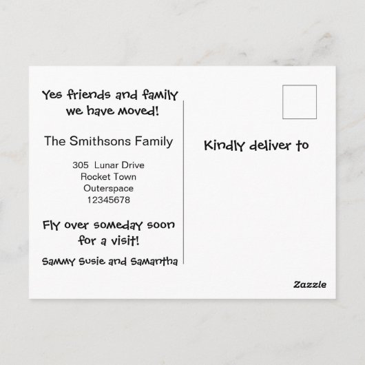 Funny chickens we hebben de adreswijziging verplaa briefkaart (Achterkant)