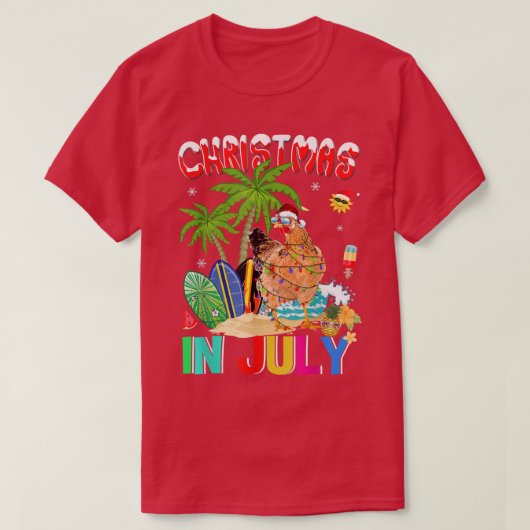 Funny Chiecken in Santa Hat Sunbril Kerstmis I T-shirt (Design voorkant)