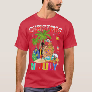 Funny Chiecken in Santa Hat Sunbril Kerstmis I T-shirt