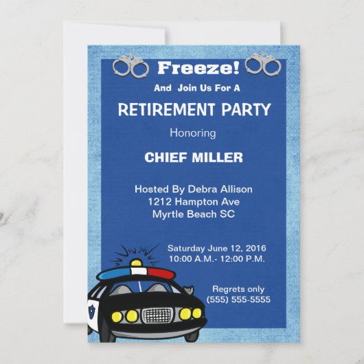Funny Chief of Police Retirement Invitation Kaart (Voorkant)