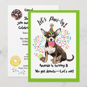 Funny Chihuaha Donuts Birthday Party Invitation Kaart
