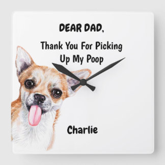 Funny Chihuahua Dad Waterverf Canine Art Vierkante Klok