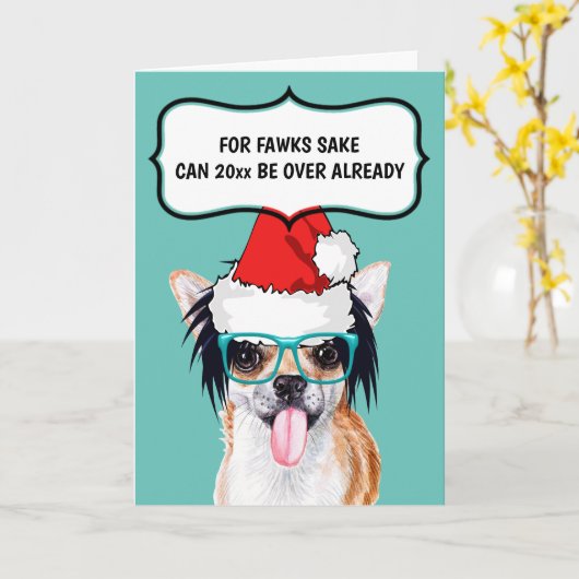 Funny Chihuahua die het jaar wil over de grap sant Kaart (Gele Bloem)