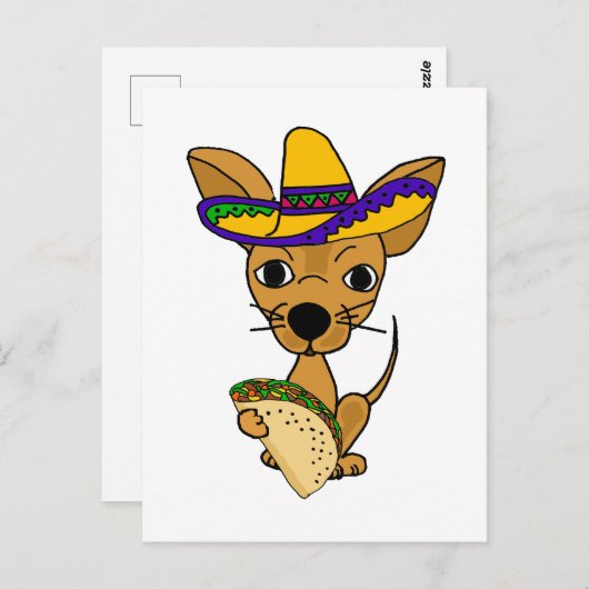 Funny Chihuahua die Taco-Cartoon eet Briefkaart (Voorkant / Achterkant)