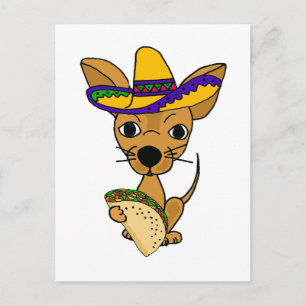 Funny Chihuahua die Taco-Cartoon eet Briefkaart