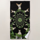 Funny Chihuahua Dog Cute Tan White Psychedelic Strandlaken (Voorkant)
