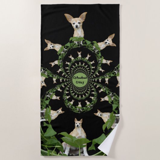 Funny Chihuahua Dog Cute Tan White Psychedelic Strandlaken (Voorkant)