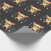 Funny Chihuahua Dog Dabbing Stars Zonglazen Cadeaupapier (Hoek)