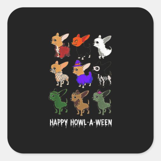 Funny Chihuahua Dog Halloween Happy Halloween Vierkante Sticker (Voorkant)