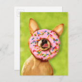 Funny Chihuahua Dog met Sprinkle Donut op Nose Briefkaart (Voorkant / Achterkant)