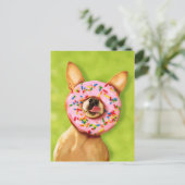Funny Chihuahua Dog met Sprinkle Donut op Nose Briefkaart (Staand voorkant)