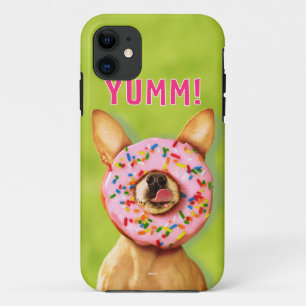 Funny Chihuahua Dog met Sprinkle Donut op Nose Case-Mate iPhone Case