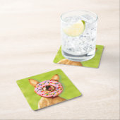 Funny Chihuahua Dog met Sprinkle Donut op Nose Kartonnen Onderzetters (Insitu)