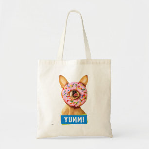 Funny Chihuahua Dog met Sprinkle Donut op Nose Tote Bag