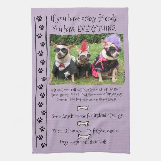 Funny Chihuahua Dog Quotes Kitchen Towel Theedoek (Verticaal)