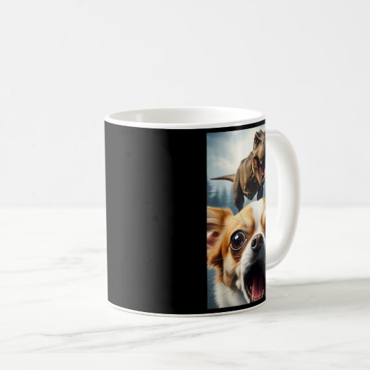 Funny Chihuahua Dog Selfie With T-rex Women Men Ki Koffiemok (Voorkant rechts)