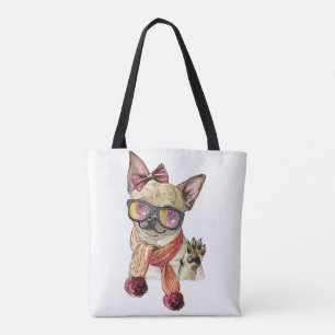 Funny Chihuahua Dog Wrapping Paper Large Christma Tote Bag