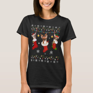 Funny Chihuahua met kerstsokken Lights Gift Dog Lo T-shirt