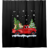 Funny Chihuahua met Red Truck kerstavond Douchegordijn (Voorkant)