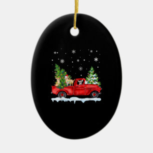 Funny Chihuahua met Red Truck kerstavond Keramisch Ornament