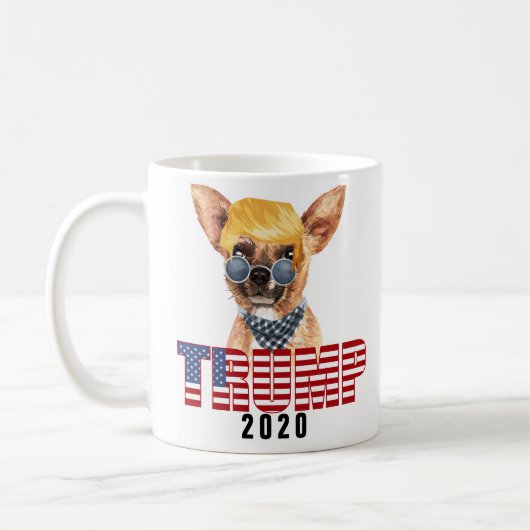 Funny Chihuahua met Trump Hair Koffiemok (Links)