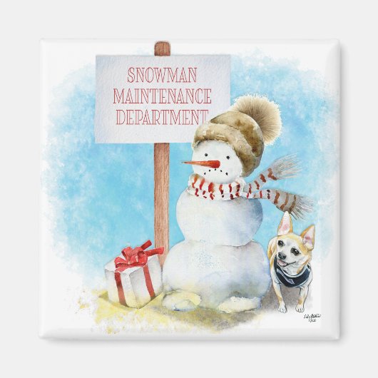 Funny Chihuahua Snowman Magnet (Voorkant)