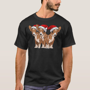 Funny Chihuahuas Dogs Wearing Santa Claus Christma T-shirt