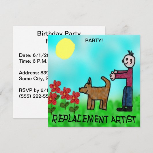 Funny Childlike Replacement Artist Birthday Kaart (Voorkant / Achterkant)