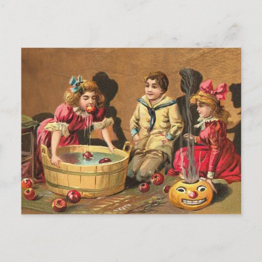  Funny Children Bobbing for Apples op party Briefkaart (Voorkant)