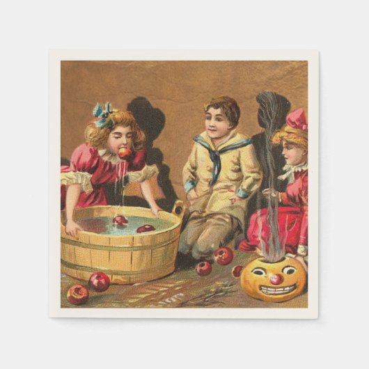  Funny Children Bobbing for Apples op party Servet (Voorkant)