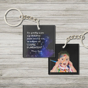 Funny Children Verzonden Cosmic Puntion Foto Naam Sleutelhanger