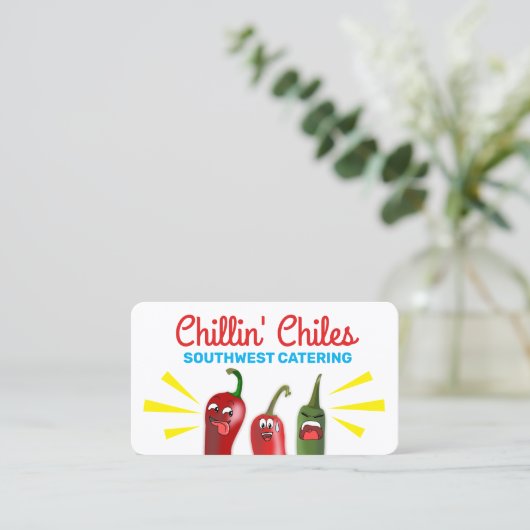 Funny chile chili peppers zuidwest Mexicaans voeds Visitekaartje (Staand voorkant)