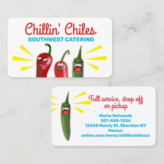 Funny chile chili peppers zuidwest Mexicaans voeds Visitekaartje (Voorkant / Achterkant)