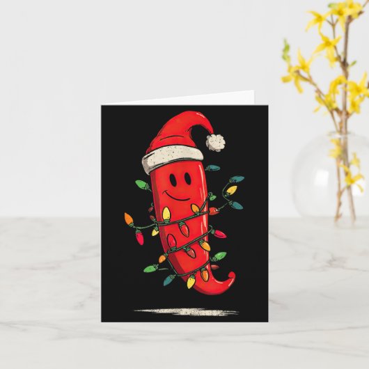Funny Chili Pepper Christmas Graphics Lights Lover Kaart (Gele Bloem)