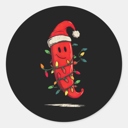 Funny Chili Pepper Christmas Graphics Lights Lover Ronde Sticker (Voorkant)