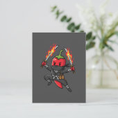 Funny Chili Pepper Fire Ninja Samurai Illustration Briefkaart (Staand voorkant)