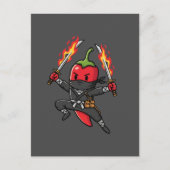 Funny Chili Pepper Fire Ninja Samurai Illustration Briefkaart (Voorkant)