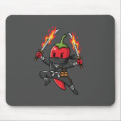 Funny Chili Pepper Fire Ninja Samurai Illustration Muismat (Voorkant)