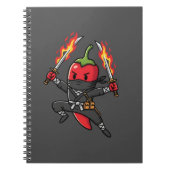Funny Chili Pepper Fire Ninja Samurai Illustration Notitieboek (Voorkant)
