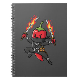 Funny Chili Pepper Fire Ninja Samurai Illustration Notitieboek