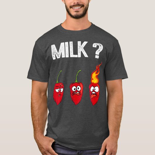 Funny Chili Pepper Hot Habanero Sauce Milk T-shirt (Voorkant)