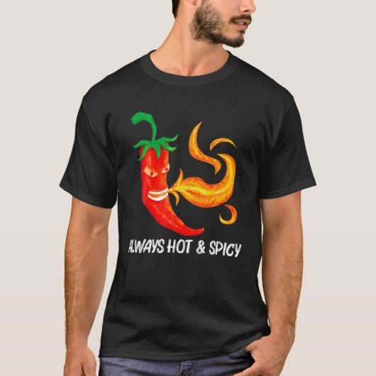 Funny Chili Pepper voor mannen Rode Spicy Flaming T-shirt (Voorkant)